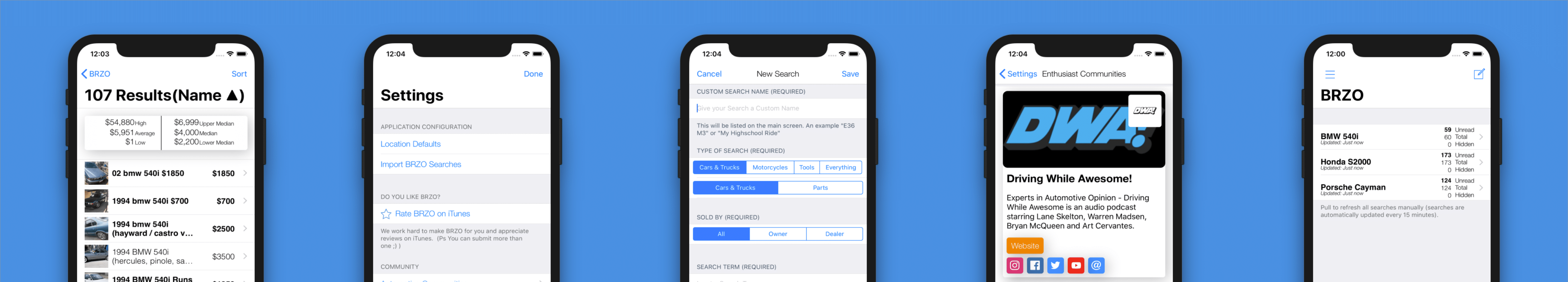 List of iPhone Screens with BRZO Running